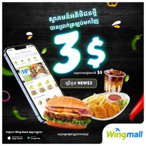 បង្កើតគណនី WingMall នឹងទទួលបាន ប្រូម៉ូកូដ $3 ភ្លាមៗពី WingMall